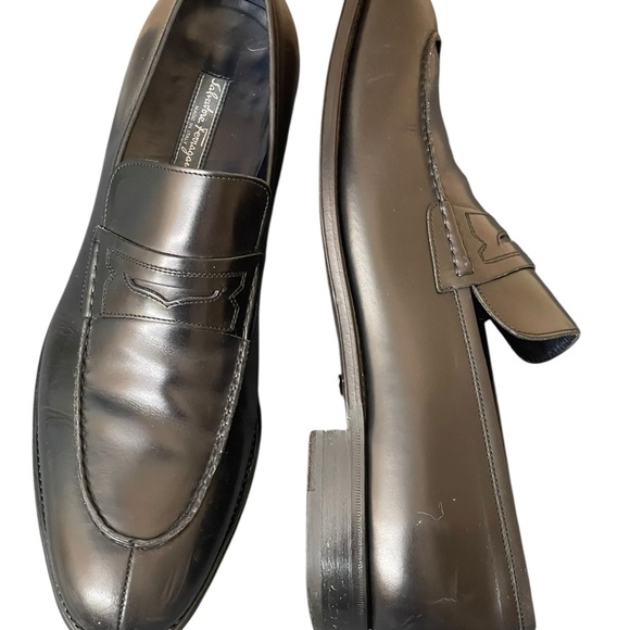 Salvatore Ferragamo Tramezza Black Leather Loafers Classic Slip-On Design SZ 13D main image 10